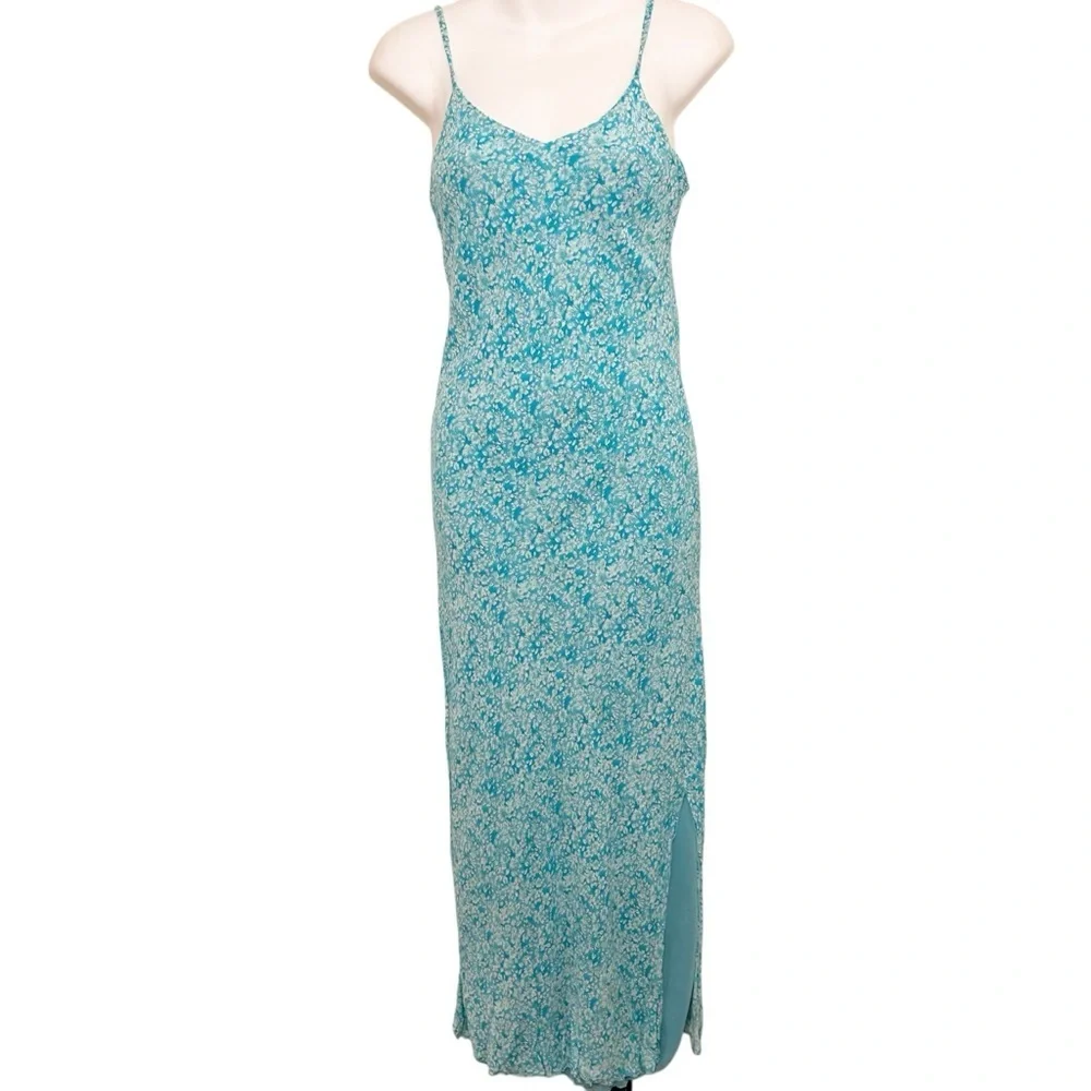 American Eagle vintage blue ditzy floral maxi slip dress size 2 fairy cottage - Picture 2 of 10